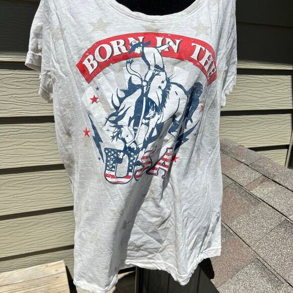 BORN IN THE USA women’s XL T-SHIRT, short sleeve gray - Picture 3 of 6